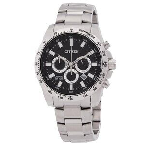NWT Authentic Citizen Chronograph Quartz Black Dial Men's Watch